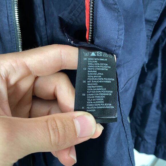 MARNI at H&M Lightweight Full Zip Hooded Cargo Parka Navy men's size 40R / M - Picture 5 of 6